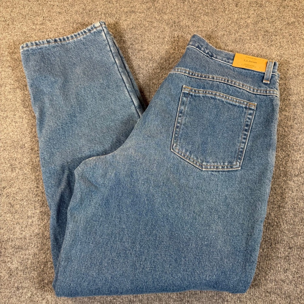 LL Bean Fleece Lined Jeans Womens 16 MT Medium Tall Relaxed Fit Denim 211399